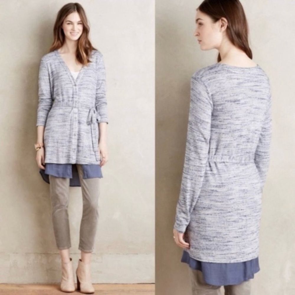 ANTHROPOLOGIE DOLAN Left Coast Heathered Belted Tunic Cardigan—SZ. XS